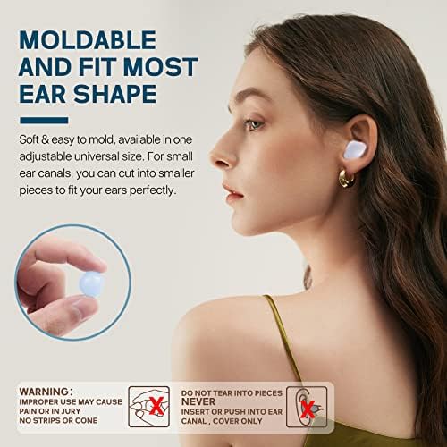 [10 זוגות] תקעי אוזניים סיליקון מעובדים לשינה, HearProtek רעש אטום למים מבטלים שעווה סיליקון אטמי אוזניים